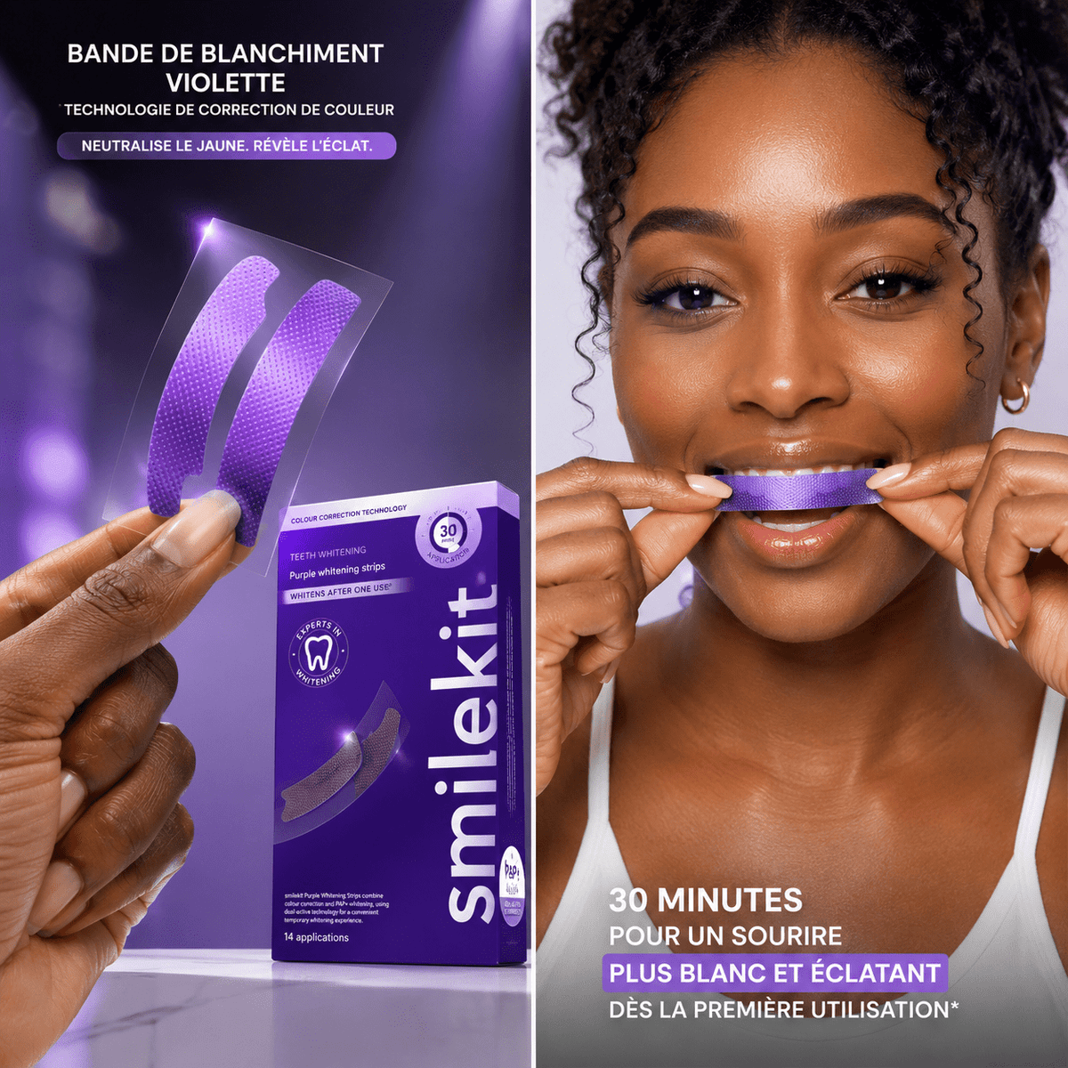 Bandes blanchissantes dents SmileKit Violet – Blanchiment dentaire maison efficace - Yass Shop